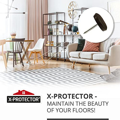 Chair Glides X-PROTECTOR – 1" Furniture Glides 40 pcs – Brown Nail-on Chair Sliders – Premium Chair Leg Floor Protectors – Slide Effortlessly with Chair Leg Pads That Protect Your Floor! - size: 1" 40 PCS Brown