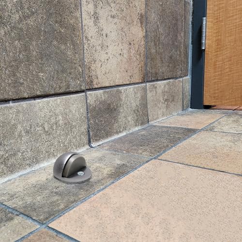 Commercial Residential Dome Floor Stop Door Stop, Metal Alloy, Floor Mount Door Stopper, Door and Wall Protection, Satin Chrome & Matt Black Finishes (Chrome, Low) - size: Low