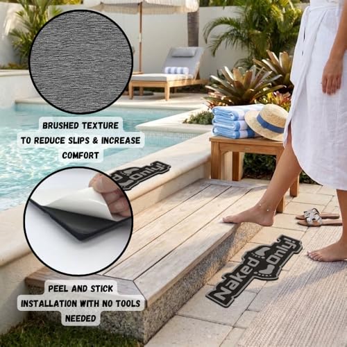 Naked Feet Only 4" x 14" Decal Non-Slip EVA Foam Decal for Boat Gunwales & Ladders, 6mm Brushed Marine Grade Anti-Skid Adhesive Pads SeaDek Technology - Black/Red - color: Black Over Ruby Red, size: Decal