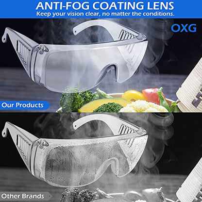 OXG Safety Glasses Over Eyeglasses Anti-Fog, ANSI Z87.1 Safety Goggles Eye Protection Glasses for Men and Women - color: Clear