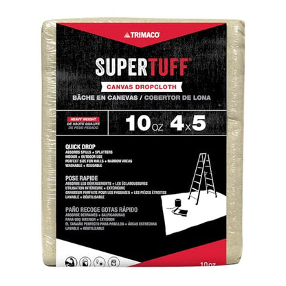 Trimaco SuperTuff 10 oz thick Heavyweight Canvas Drop Cloth, 4-feet x 5-feet - size: 4-feet x 5-feet