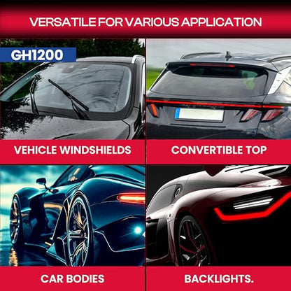 GH1200 Polyurethane Windshield Adhesive Cures in 24-48 Hrs - 12.5 Oz Ultra Strong Non-Drip Formula - Caulk-Friendly Windshield Glue - Impact & Vibration Proof Seals - Weather Resistant Window Adhesive - style: 12.5Oz Windshield Adhesive