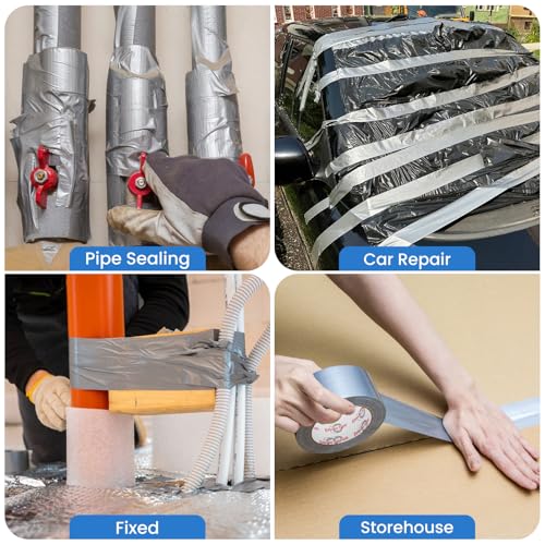 Silver Duct Tape Heavy Duty 2 Inch x 30 Yards, Waterproof Industrial Strength Adhesive Tape for Indoor Outdoor Repairs, Sealing, Tear by Hand & No Residue, 1 Roll - size: Silver, 1 Roll - 2In x 30Yd