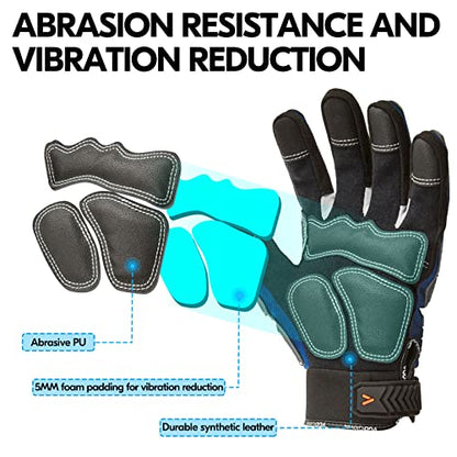 Vgo... Safety Work Gloves - Mechanics, Impact & Anti-Vibration - Rigger Gloves - Heavy Duty (L, Blue, SL9792IP) - color: Blue Gray-pro Version, size: Large (1 Pair)