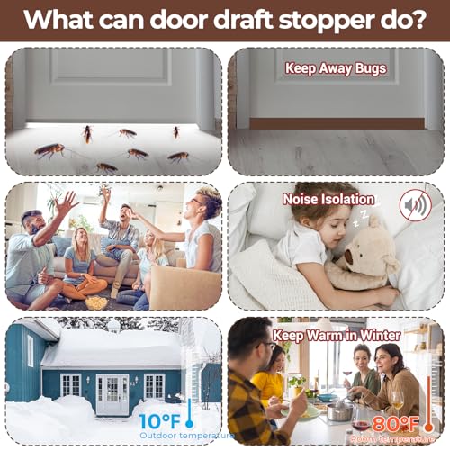 Door Draft Stopper Weather Stripping: Ohuhu Under Door Bottom Seal Strip Sweep Blocker Gap Filler Flexible Noise Insulation Draft Guard for Bottom of Door Garage (Brown, 39" L x2 W) - size: 39" L x2 W