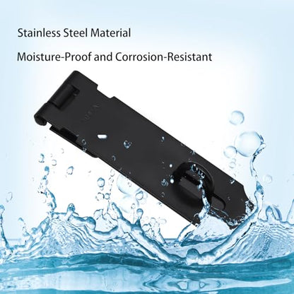 2Pcs Door Locks Hasp Latch,3 Inch 304 Stainless Steel Safety Packlock Clasp Hasp Lock Latch,Hinge Lock Padlock with Screws for Gates,Doors,Cabinets, Closets and More(Black) - style: Black-3INCH