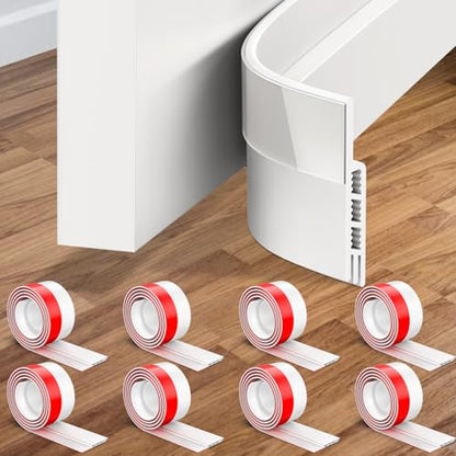 8 Pack Under Door Gap Filler (1 Meter),Under Door Draft Stopper,Windproof and Dustproof, Soundproof and Noise Reduction,Suitable for Home, Hotel, Office and Other Places(White)
