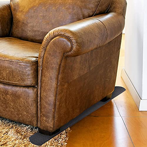 4 Pack Non-Slip Furniture Rail Pads for Recliners,Sofa,couches.Rubber Recliner Chair Floor Protectors,Pads to Keep Furniture from Sliding for Hardwood, Carpet, Marble Floor. 30.5''x3.9'' - size: Black