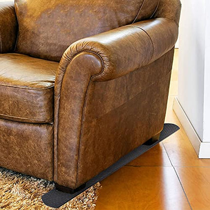 4 Pack Non-Slip Furniture Rail Pads for Recliners,Sofa,couches.Rubber Recliner Chair Floor Protectors,Pads to Keep Furniture from Sliding for Hardwood, Carpet, Marble Floor. 30.5''x3.9'' - size: Black