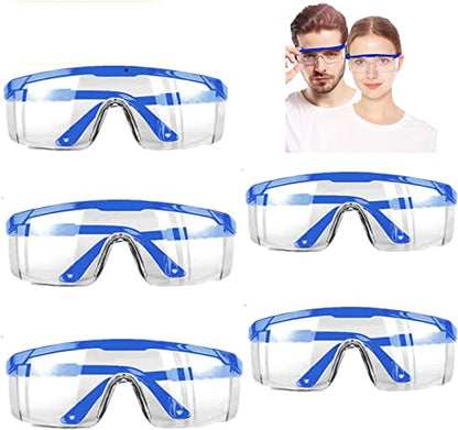 Safety Glasses,MOZEEDA Clear Safety Goggles Eye Protection Adjustable Temples, Anti-fog Lightweight Protective Glasses Eyewear Wide-Vision for Lab - color: Blue
