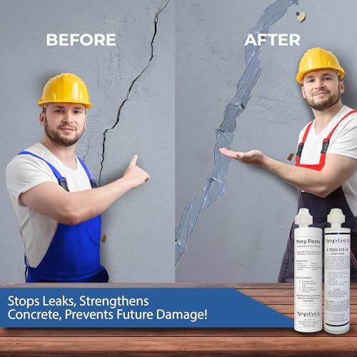 6–10 Ft DIY Foundation Wall Crack Repair Kit, Waterproof Epoxy Concrete Crack Filler, Stops Leaks, 12,000 PSI Structural Strength, Fast Gel Time, Professional-Grade Home Improvement Repair Solution