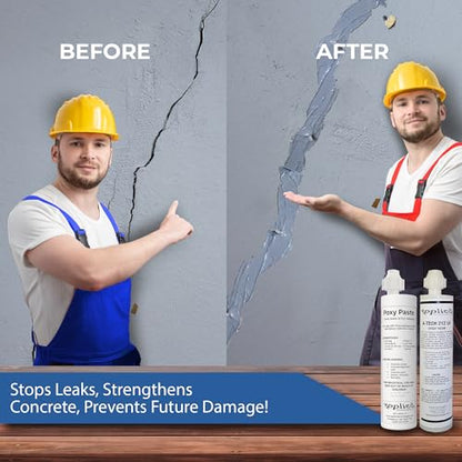 6–10 Ft DIY Foundation Wall Crack Repair Kit, Waterproof Epoxy Concrete Crack Filler, Stops Leaks, 12,000 PSI Structural Strength, Fast Gel Time, Professional-Grade Home Improvement Repair Solution