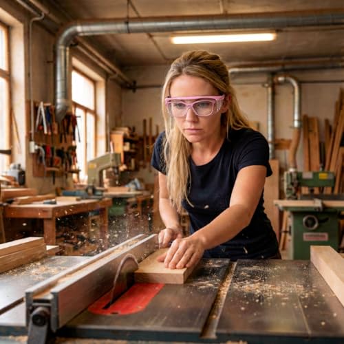 UNCO- Safety Goggles Over Glasses with Clear Wraparound Lens, Pink Arms, Safety Glasses Over Eyeglasses