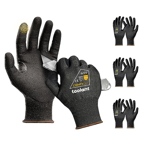 toolant ANSI A4 Cut Resistant Work Gloves without Steel & Fiberglass, Ultra Light Comfort & Proper Fit,for Mechanic,Gardening - color: Dark Gray(3 Pairs), size: Large