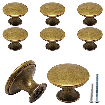 8 Pcs Brass Cabinet Knobs, Round Dresser Knob Kitchen Drawer Knobs, Single Hole Cupboard Door Knob Dresser Drawer Pulls Handles - color: Brass, size: 8 Pack