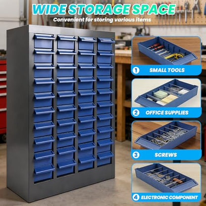40 Drawers Bolt & Nut Tool Storage Cabinet with ABS Material, 25.8” x 8.66” x 24.8” Parts Cabinet with Label Stickers & Shelves, Parts Cabinet for Tool Hardware Storage, Auto Repair Shop (40 Drawer) - size: 40 Drawer
