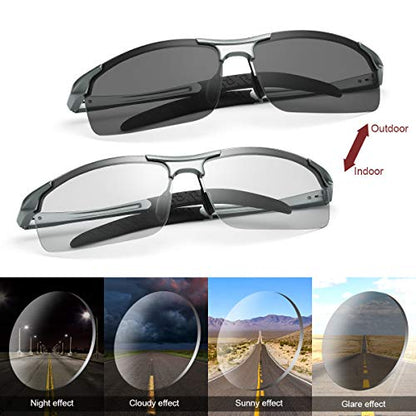 YIMI Men Photochromic Polarized Sports Sunglasses Cycling Fishing Driving Glasses UV Protection Eyeglasses Anti Glare Eyewear - color: 8177 Gun Color