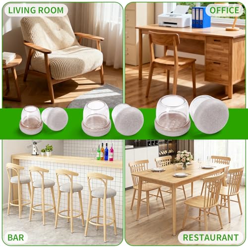 24 Pcs Silicone Chair Leg Floor Protectors for Hardwood Floors, Felt Furniture Pads Rubber Chair Leg Caps, Bar Stool Leg Floor Protectors, Anti-Scratch & Reduce Noise, Round(Clear, Fit: 0.75"-1.1") - size: Clear-M(Fit: 0.75"-1.1")