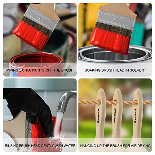 Double Thick Chip Paint Brush, Wood Stain Brushes for Painting Walls and Fence Staining, Wooden Handle Masonry Paintbrush for Varnish, Paste, Gesso and Limewash (3 inch)