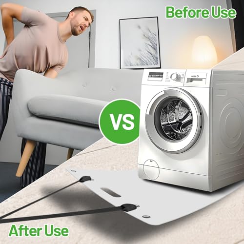 Large Appliance Slider with Pull Strap,Furniture Moving Sliders for Floor Protection Premium Moving Mat for Tile Carpet and Hardwood Floor - size: 49'' x 30'' White