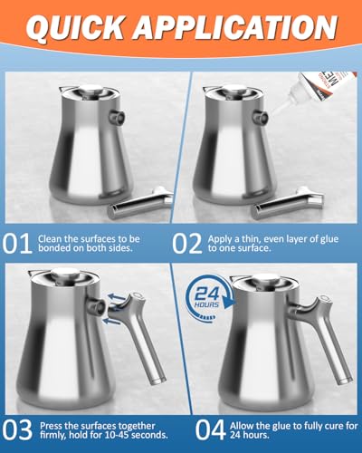 Jevvu Super Glue for Metal, Clear Instant Cyanoacrylate Adhesive for Metal Repair, Waterproof, Heat-Resistant, Ideal for Steel, Aluminium, DIY, Jewelry