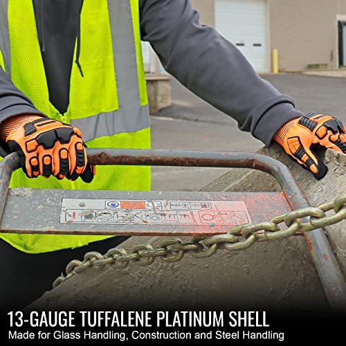 Global Glove Vice Gripster High-Visibility Cut and Impact Resistant Gloves Made with 13-Guage Tuffalene Platinum Shell, Breathable Xtreme Foam Technology Palm Finish, Touch Screen Compatible, 2XL - size: XX-Large