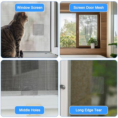 Sibba 20 Sheets Window Screen Patches Repair Kit, 4 Sizes Black Self-Adhesive Screen Patch Repair Kit for Mesh Screens Door, Strong Adhesive Fiberglass Screens Repairs Tape for Mesh Window Drain Holes