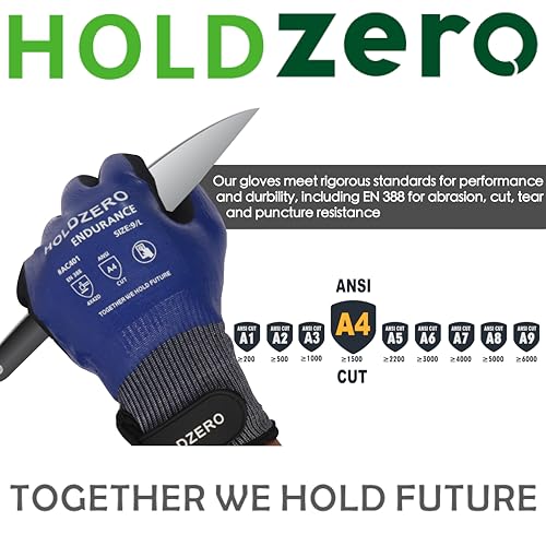 Nitrile Fully Coated Work Gloves Abrasion Cut Resistant A4 Waterproof 2 Pairs Blue M/L/XL - size: X-Large