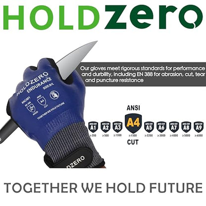 Nitrile Fully Coated Work Gloves Abrasion Cut Resistant A4 Waterproof 2 Pairs Blue M/L/XL - size: X-Large