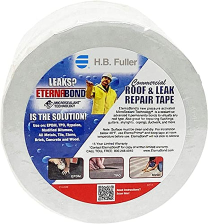 EternaBond RoofSeal White 6" x50' MicroSealant UV Stable RV Roof Seal Repair Tape | 35 mil Total Thickness - EB-RW060-50R - One-Step Durable, Waterproof and Airtight Sealant - color: White, size: 6" x 50'