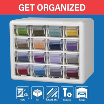 Akro-Mils 16-Drawer Plastic Drawer Storage Cabinet for Garage Organization, Beads, Makeup Organizer, Building Bricks Storage, Teacher Toolbox, 10-1/2" W x 6-1/2" D x 8-1/2" H, 10716 Black - size: 16 Drawer