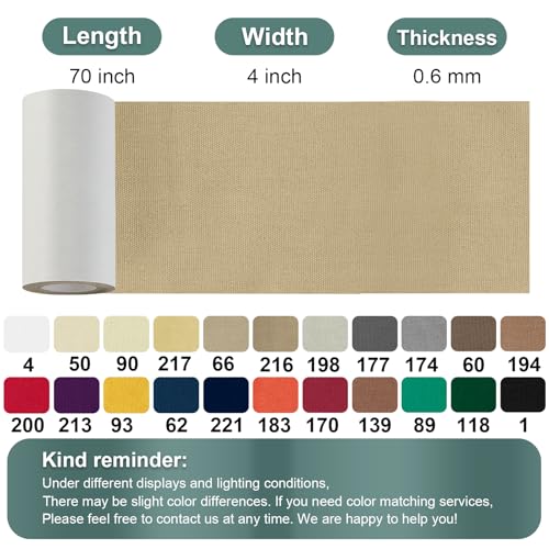 Linen Canvas Repair Tape, 4×63 Inches Flaxen Waterproof Self-Adhesive Patch for Outdoor Gear,Durable Fabric Tape for Boat Covers,Couch,Tents,Sofas,Sun Shades,Awnings,Lounge Chairs - color: Flaxen
