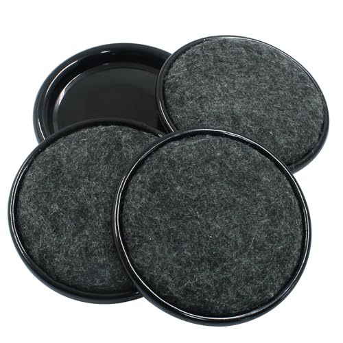 8Pcs Felt Furniture Sliders Reusable Carpet Base Furniture Cups,Moving Pads Sliders to Protect Hardwood (Round, 2.5 inch Dia, Black/Gray) - size: Round, 2.5 inch Dia