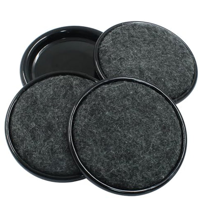 8Pcs Felt Furniture Sliders Reusable Carpet Base Furniture Cups,Moving Pads Sliders to Protect Hardwood (Round, 2.5 inch Dia, Black/Gray) - size: Round, 2.5 inch Dia