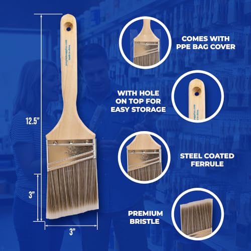 Pro Grade - Paint Brushes - 2Ea 3" Angle Brushes - size: 2Ea H 3A