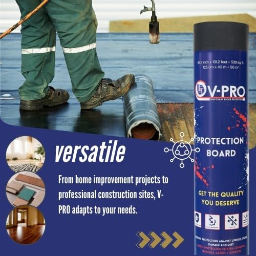 V-PRO 538sqft Floor Protector - Anti Paint, Durable, Waterproof, Floor Covering - Ideal for Construction, Renovations and Move. - Ultimate Floor Protection Solution for Home and Office