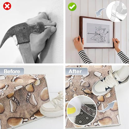 Nano Double Sided Tape Heavy Duty, 9.85FT Multipurpose Strong Mounting Tape, Reusable Removable Washable Traceless Gel Grip Adhesive for Carpet, Poster Sticky Wall, Home, Office Decor. - size: Length:9.85 FT - Width:1.2inches