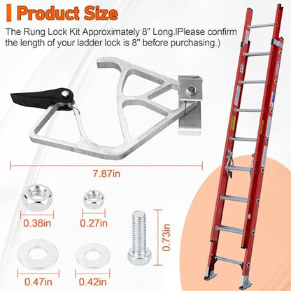 Aluminum Extension Ladder Locks for Wer-ner 28-11 Ladders, Rung Ladder Lock Kit Compatible with Wer-ner Aluminum Fiberglass 24 ft, 28 ft, 32 ft Extension Ladders Parts - size: Extension Ladder Locks for Werner