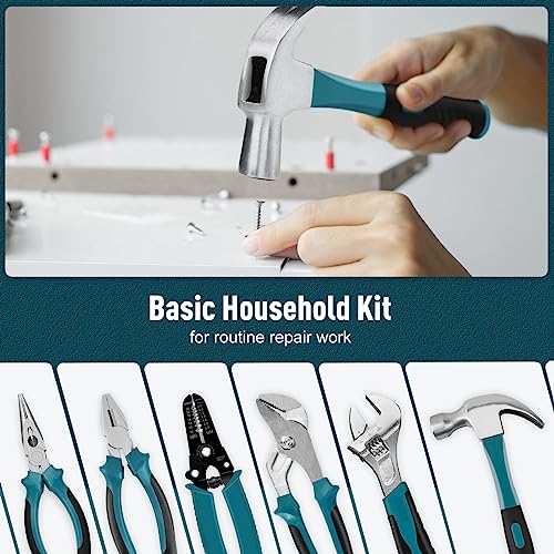 Sundpey Home Tool Kit 281-PCs - Portable Complete Basic Repair General Hand Tool Sets for Men Women - Full Tool Set with Socket Wrench Set & Screwdriver Set & Metric Hex Key & Pliers & Tool Box Case - color: Blue