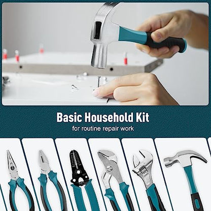 Sundpey Home Tool Kit 281-PCs - Portable Complete Basic Repair General Hand Tool Sets for Men Women - Full Tool Set with Socket Wrench Set & Screwdriver Set & Metric Hex Key & Pliers & Tool Box Case - color: Blue