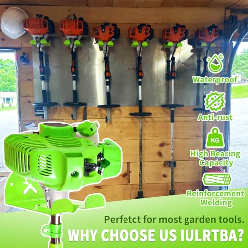 Upgraded Trimmer Rack Wall Mount - 8" Heavy Duty Weed Eater Hanger for Garage Wall, Garden Power Tool Holder Organizer Hooks for Grass Trimmer, Hedge Trimmer, Leaf Blower and Chainsaw, Green, 4 Pack - color: Green-4Pack