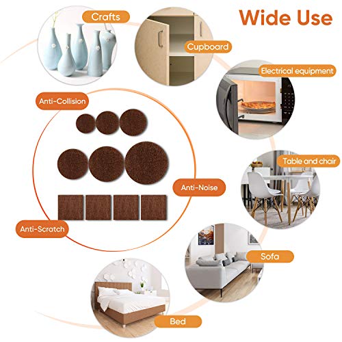Furniture Pads Felt Pads 300 Pieces Huge Pack Furniture Felt Pads, Self Adhesive Anti Scratch Floor Protectors for Furniture on Hardwood Tile Floor, with 60 Cabinet Door Bumpers, Brown - size: Brown