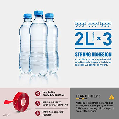 VERSAF Double Sided Tape Heavy Duty - 3/4" 10' Acrylic Clear Strong Adhesive Removable Double Sided Mounting Tape for Carpet Fix/Home Office Wall Decor/DIY Crafts/Car Glass Decor (Pack of 1 Roll) - size: 3/4