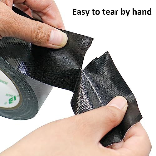 2 Pack Duct Tape Heavy Duty,9 Mil Thickness,1.5 Inches x 30 Yards,Strong Industrial Strength,Flexible,No Residue,Waterproof and Tear by Hand,Multi-Use for Indoor & Outdoor Repairs(Black) (Black) - color: Black