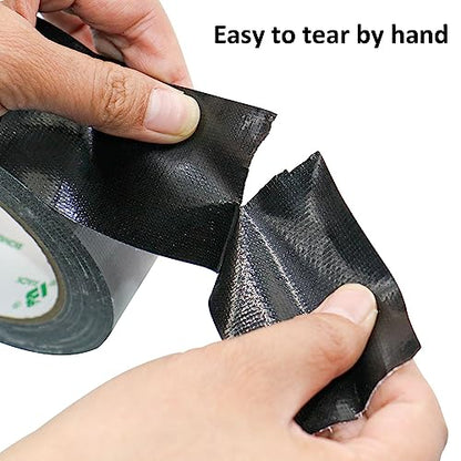 2 Pack Duct Tape Heavy Duty,9 Mil Thickness,1.5 Inches x 30 Yards,Strong Industrial Strength,Flexible,No Residue,Waterproof and Tear by Hand,Multi-Use for Indoor & Outdoor Repairs(Black) (Black) - color: Black