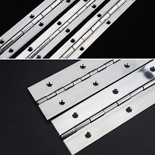 Continuous & Piano Hinges, 2Pcs Stainless Steel Continuous Hinge with Holes, Heavy Duty Polished Stainless Piano Hinges for Boats Cabinets Storage Box Door Windows Screw Included (Silver) (12'') - size: 12''