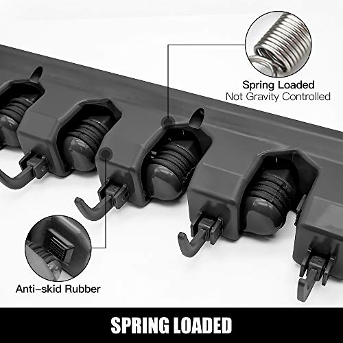 IMILLET 2 Pack Mop and Broom Holder, Wall Mounted Organizer Mop and Broom Storage Tool Rack with 5 Ball Slots and 6 Hooks (Black) - color: 2 Pack