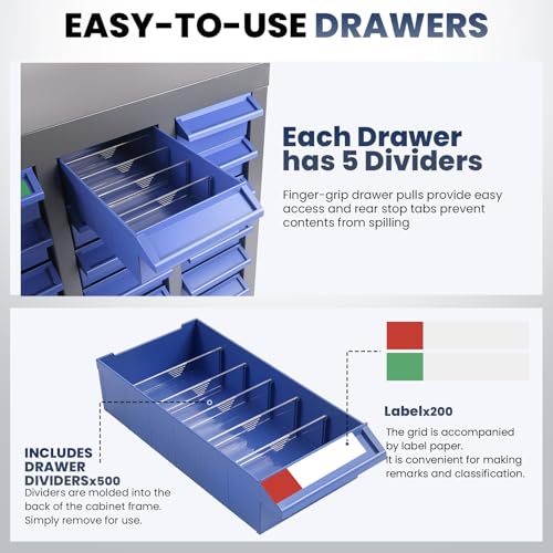 100 Drawers - Part Cabinet, Shelves & Label Stickers - Bolt and Nut Organizer Bolt Bin Cabinets, Durable Steel Tool Storage Cabinet for Garage/Workshop Small Parts/Hardware Organization - style: 100 Drawer