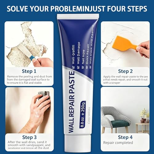 Drywal Repair Kit，Drywall Patch Repair Kit with Scraper | Instant Wall Hole Filler & Crack Repair Paste | Quick Fix Sol for Drywall, Tile Gaps, Nail Holes & Small Damage | Drywall Repair Kit