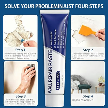 Drywal Repair Kit，Drywall Patch Repair Kit with Scraper | Instant Wall Hole Filler & Crack Repair Paste | Quick Fix Sol for Drywall, Tile Gaps, Nail Holes & Small Damage | Drywall Repair Kit
